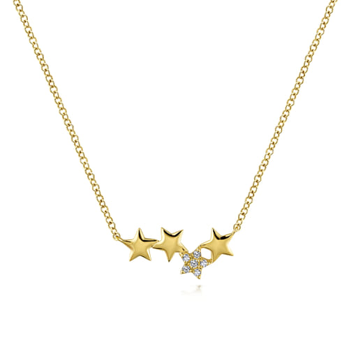 Gabriel & Co. 14kt yellow gold four star diamond bar necklace