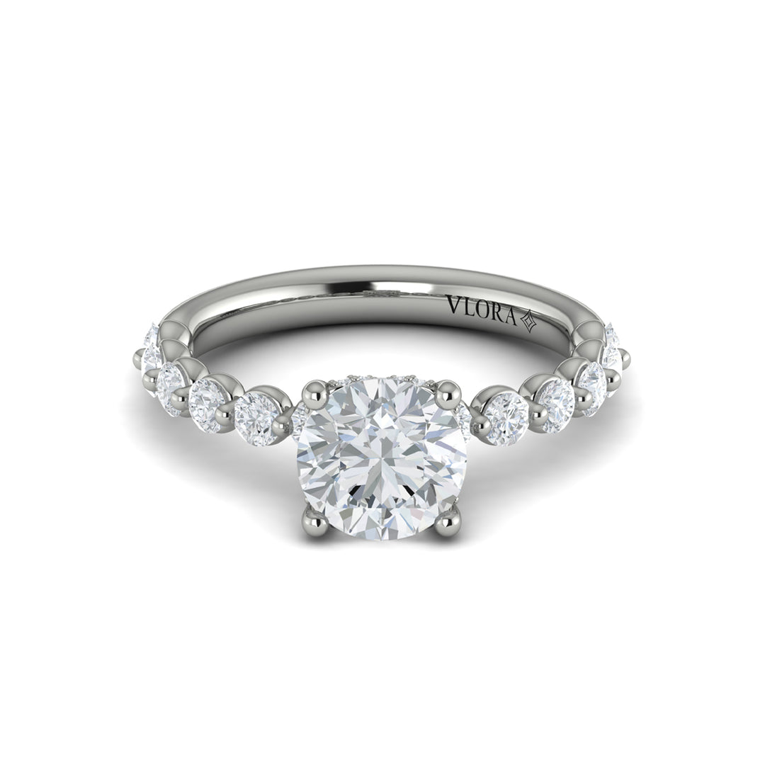 Vlora platinum shared-prong-set diamond band ring
