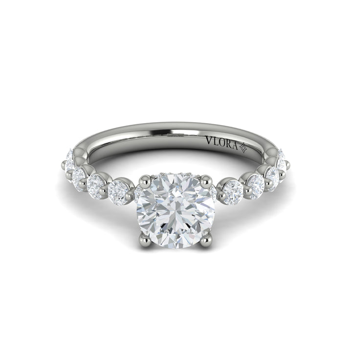Vlora platinum shared-prong-set diamond band ring