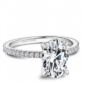 Noam Carver 14kt white gold "hidden halo" oval diamond engagement ring mounting