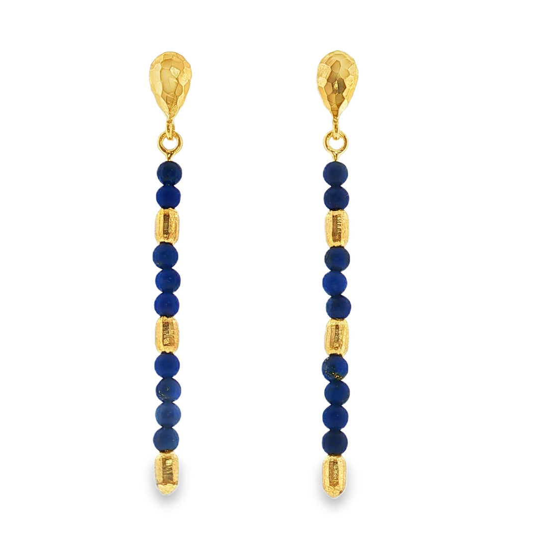 Marika 14kt yellow gold lapis drop earrings  from the Modern Beads Collection