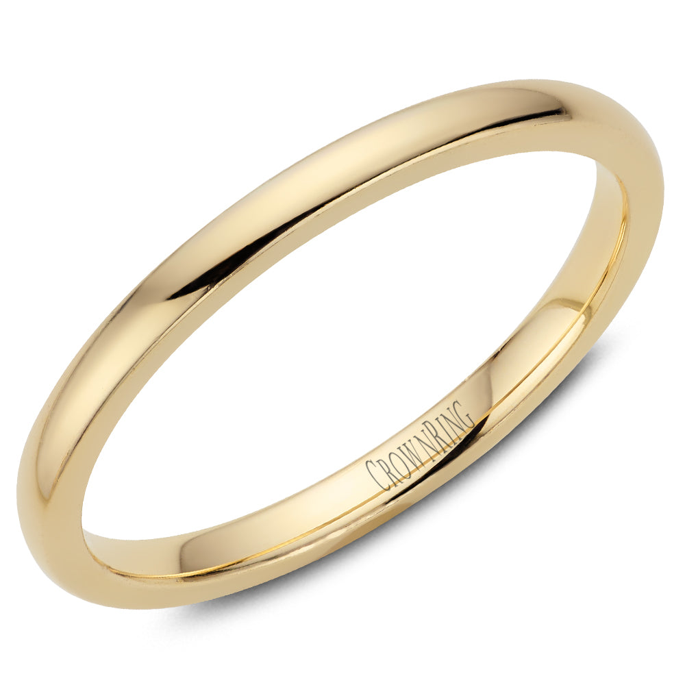 14kt yellow gold 2mm domed comfort fit traditional wedding band