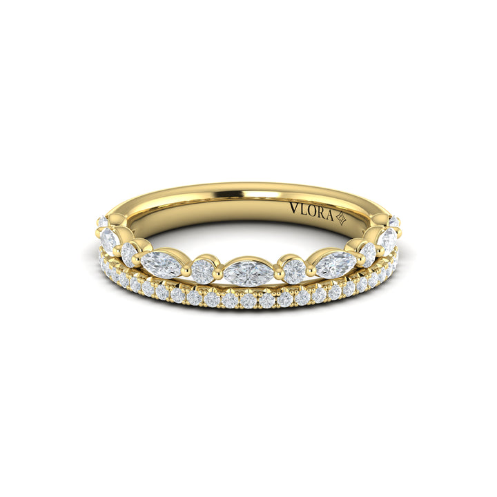 Vlora 14kt yellow gold double-row diamond band ring
