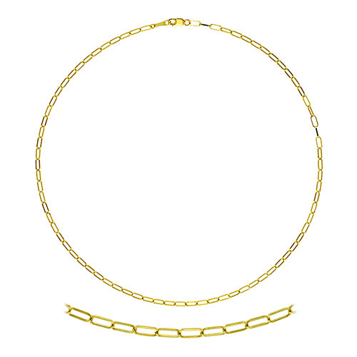14kt yellow gold 20" 2.4mm diamond cut flat oval link necklace
