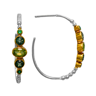 Michou Sterling Silver and 22K Gold Vermeil Earring with Peridot and Envy Topaz