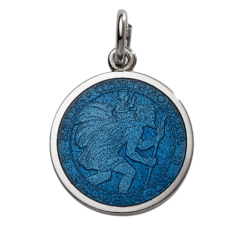 Sterling silver large (1") round St. Christopher's medal charm