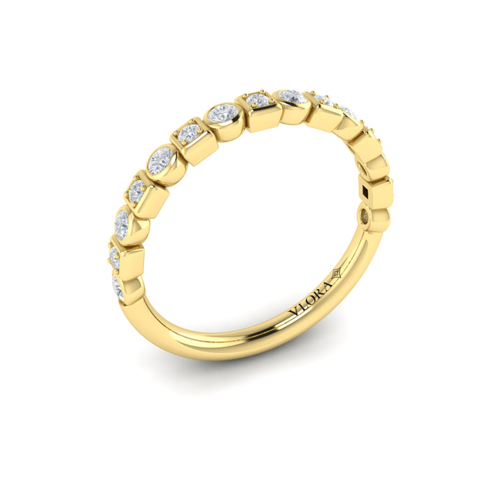 Vlora 14kt yellow gold bezel-set diamond band ring