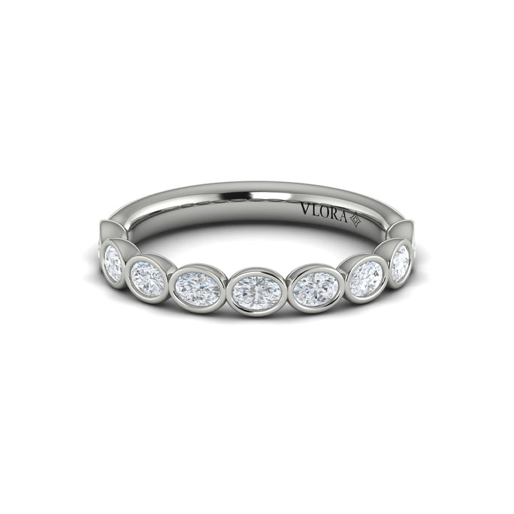 Vlora 14kt white gold bezel-set oval diamonds band ring