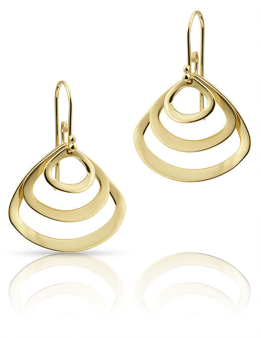 J&S Freeman 14k yellow gold triple- dangle earrings