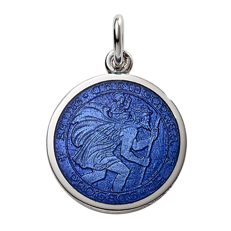 Sterling silver large (1") round St. Christopher's medal charm