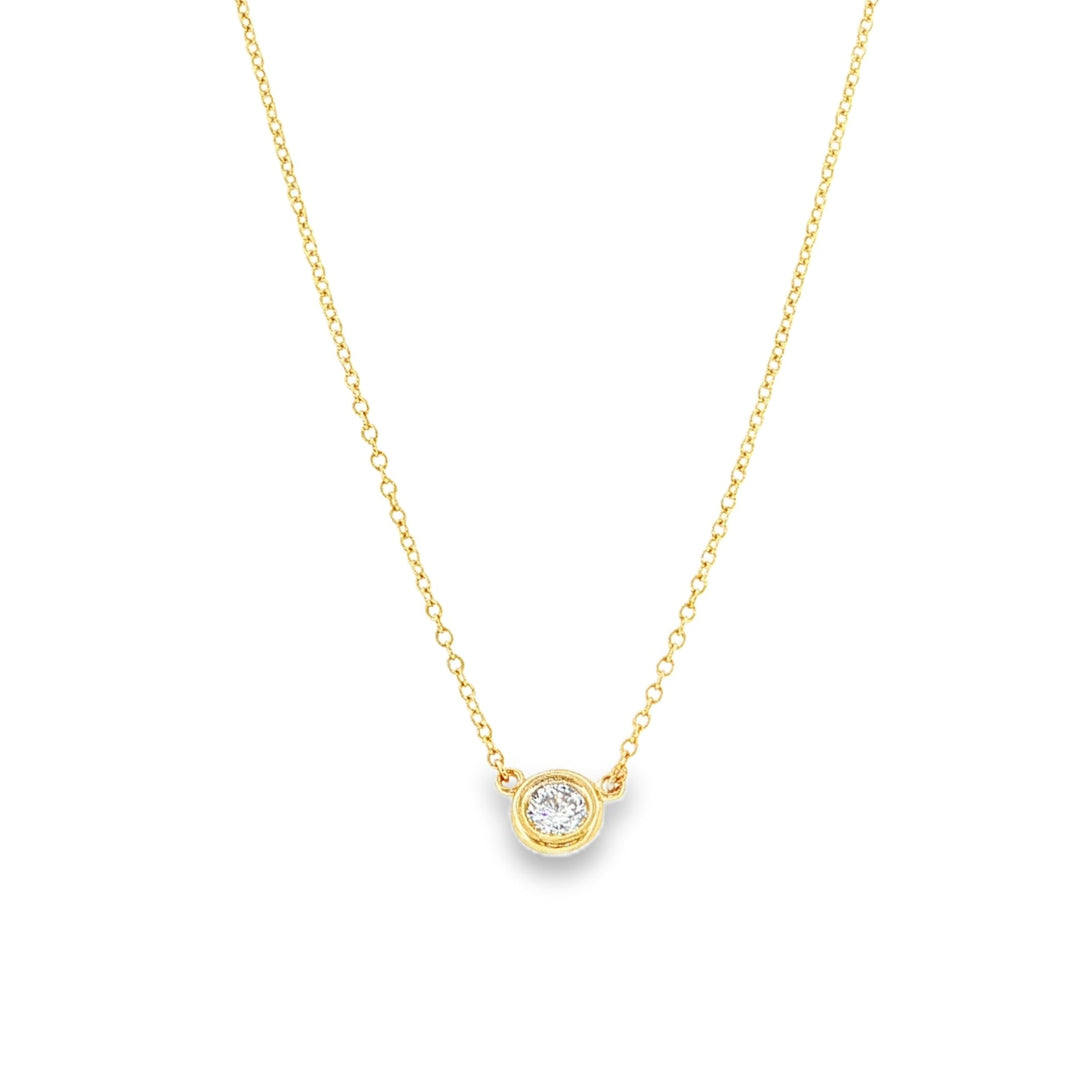 14kt yellow gold bezel-set diamond solitaire necklace