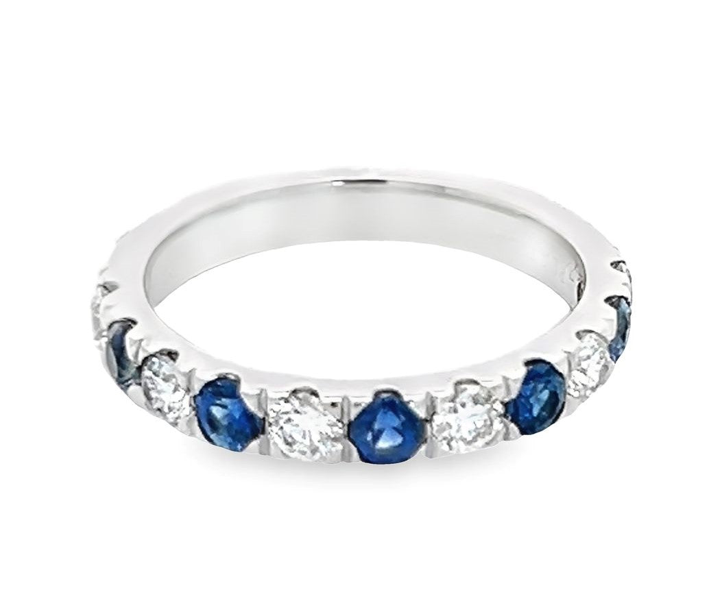 Platinum sapphire and diamond eleven-stone band