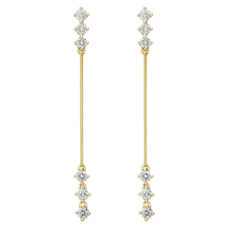 14kt yellow gold diamond bar drop earrings