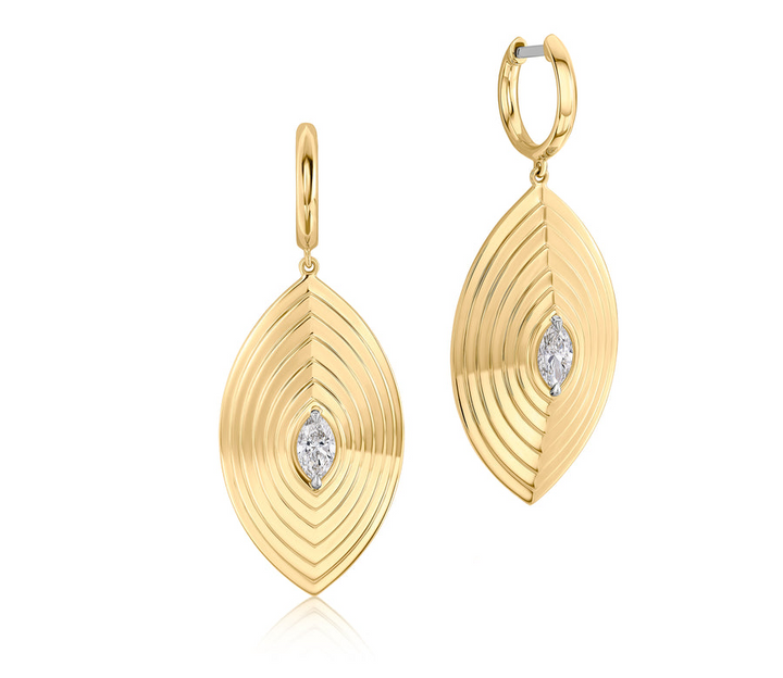 Phillips House 18kt yellow gold large marquise diamond dangle earrings