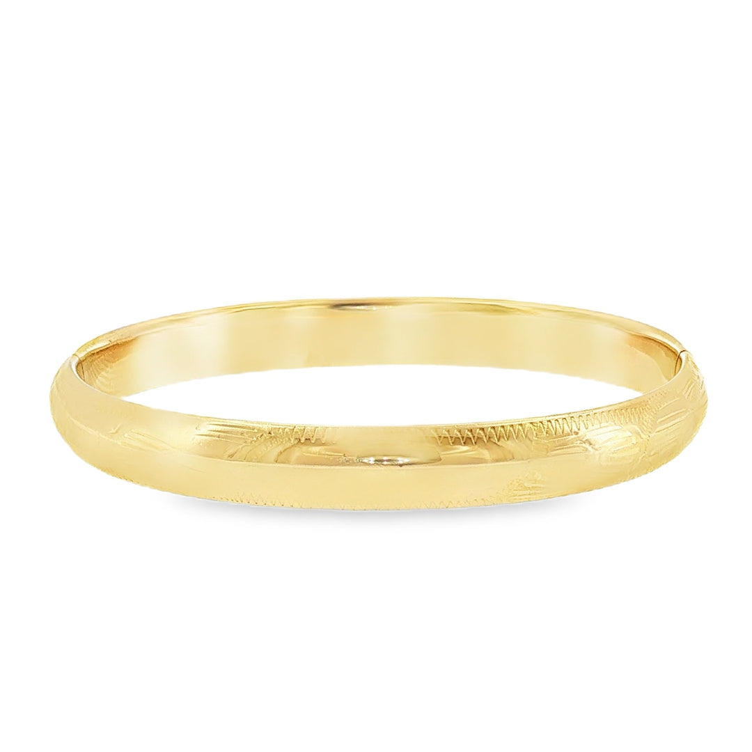 Estate 14kt yellow gold engraved bangle bracelet