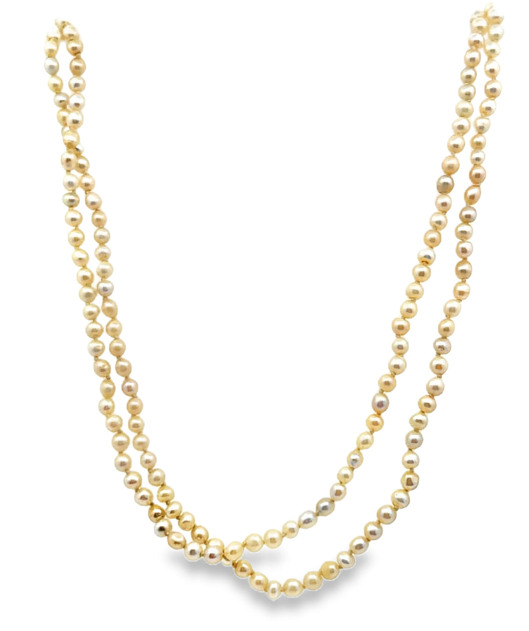 Estate Victorian 14kt white gold double strand seed pearl necklace