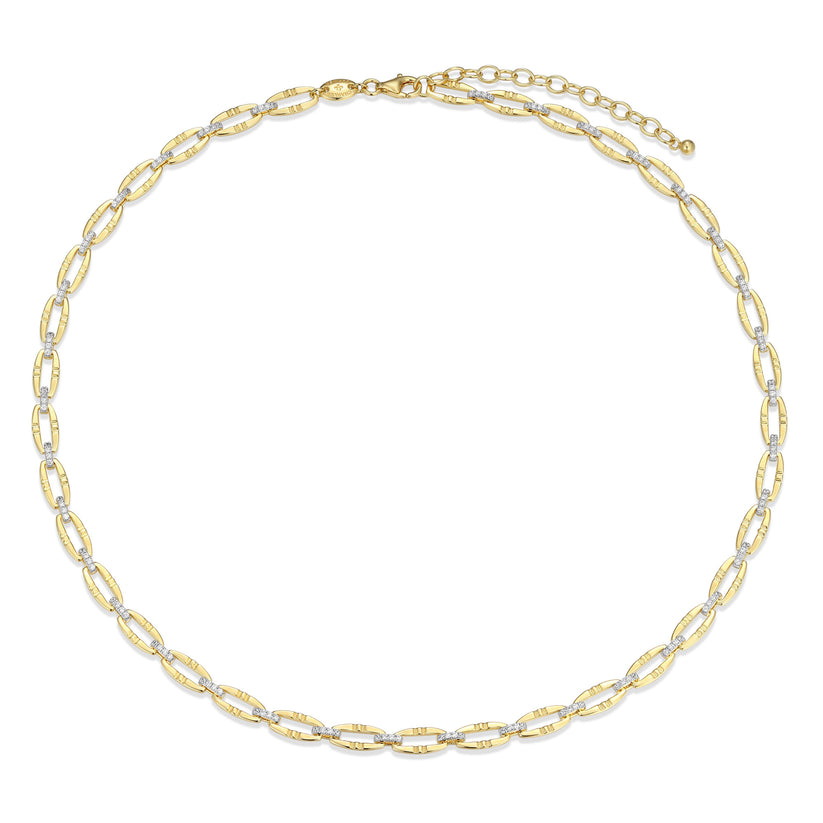 Charles Garnier 14kt yellow gold-plated sterling silver open link necklace with CZ accents
