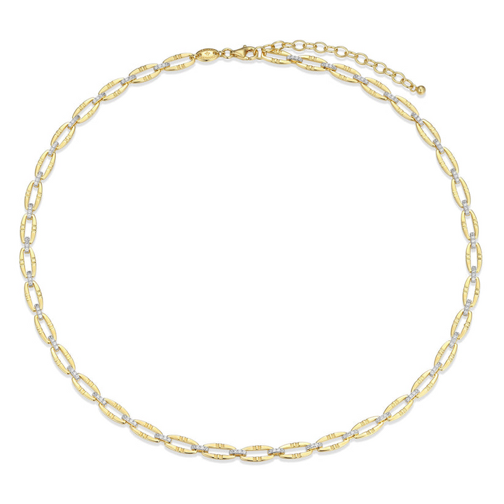 Charles Garnier 14kt yellow gold-plated sterling silver open link necklace with CZ accents