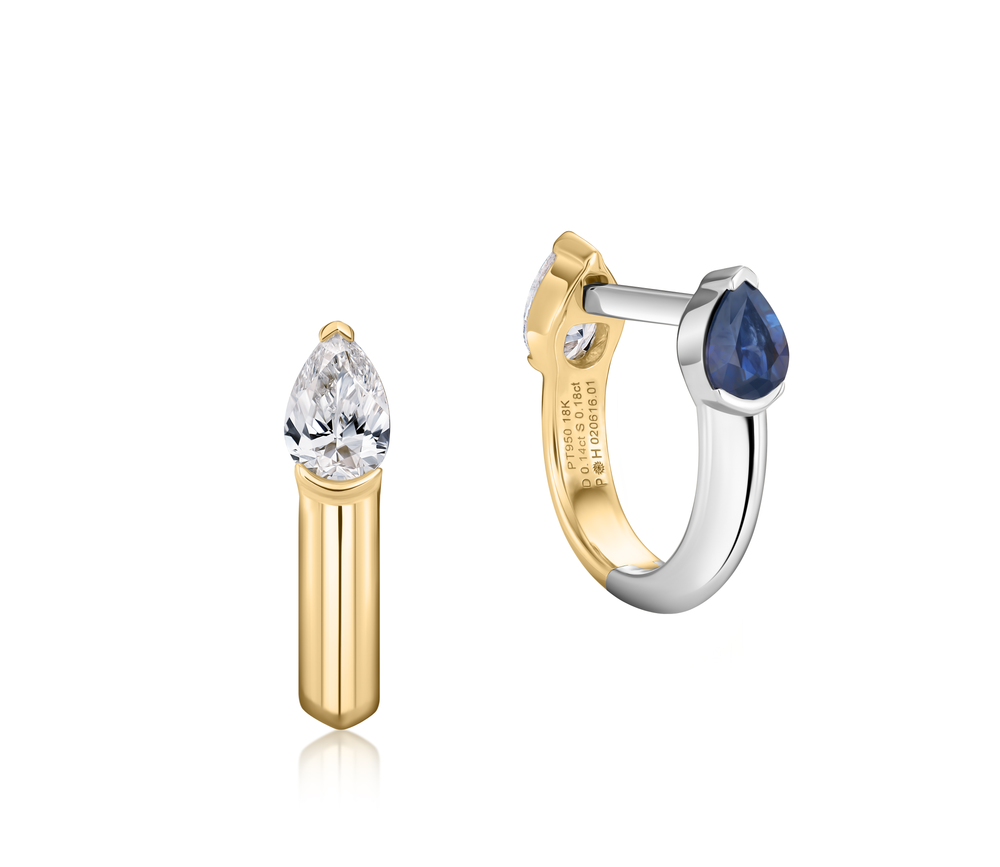 Phillips House 18kt yellow gold and platinum Mini Mood Huggie earrings