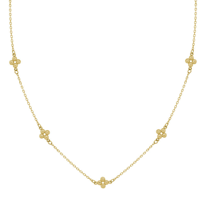 14kt yellow gold clover stations necklace
