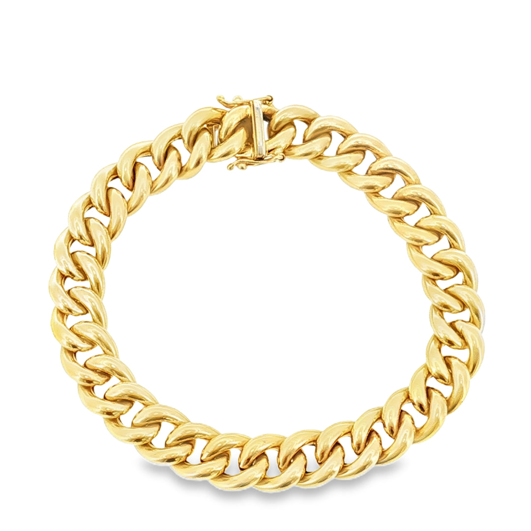 Estate 18kt yellow gold hollow curb link bracelet