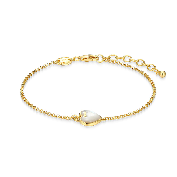 Charles Garnier yellow gold plated heart-shaped mother-of-pearl bracelet