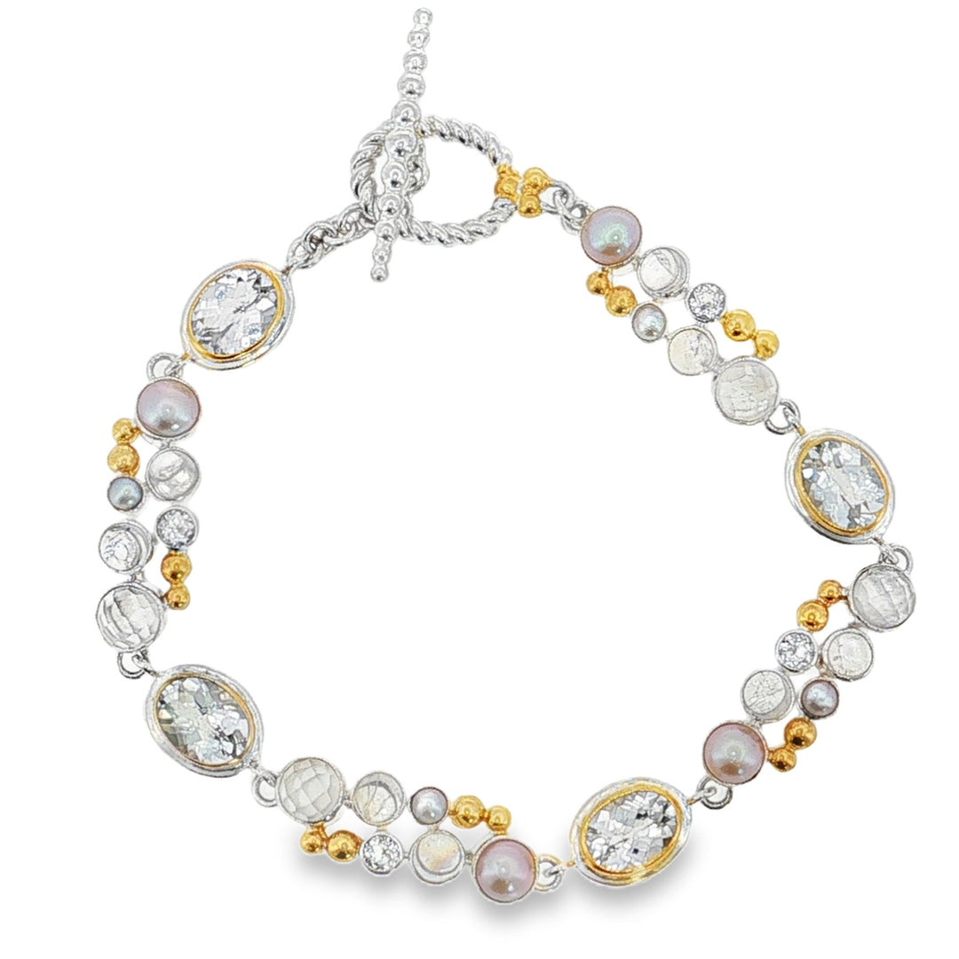 Michou Sterling Silver and 22kt Vermeil multi-gemstone bracele