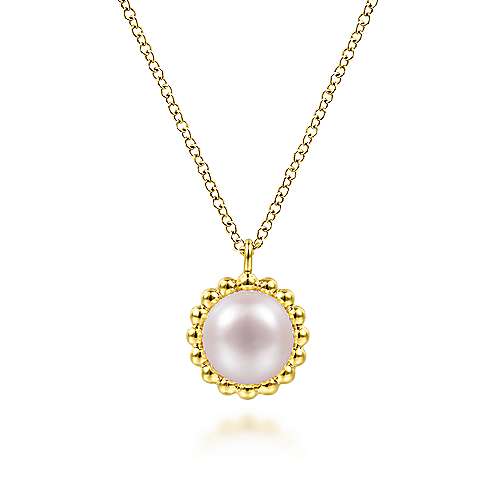 Gabriel & Co, 14kt yellow gold freshwater pearl pendant necklace