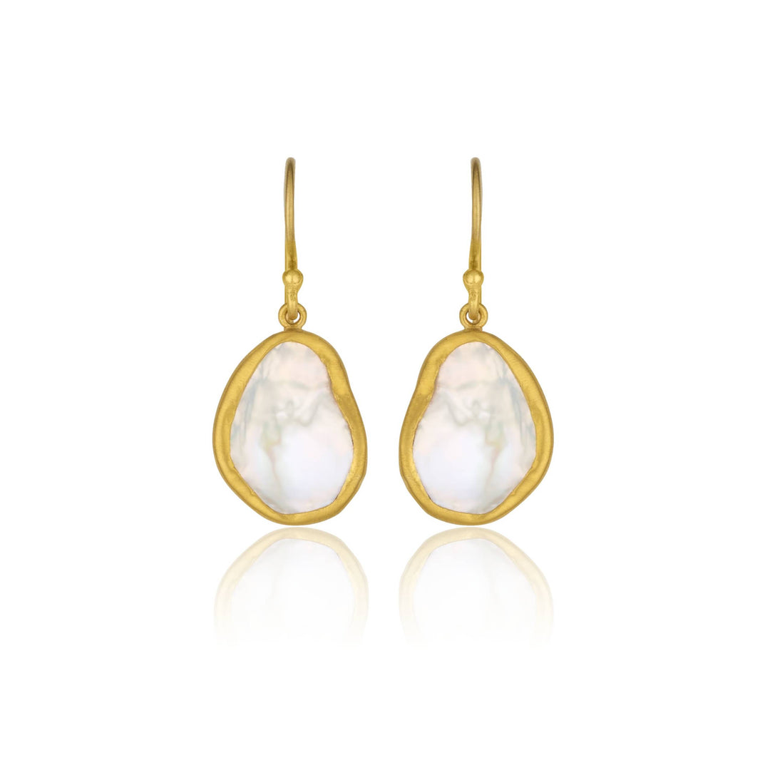 Lika Behar 24kt yellow gold Keshi cultured freshwater pearl "Karin" earrings