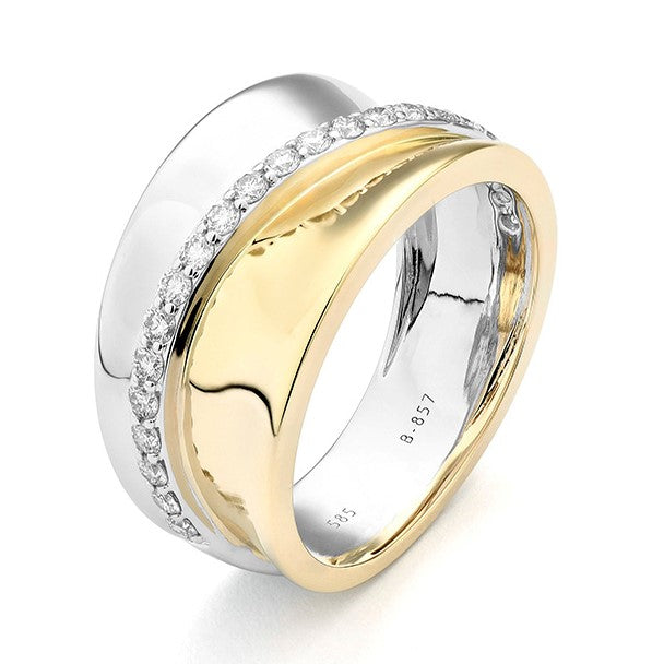 Facet Barcelona 14kt two-tone diamond wave ring