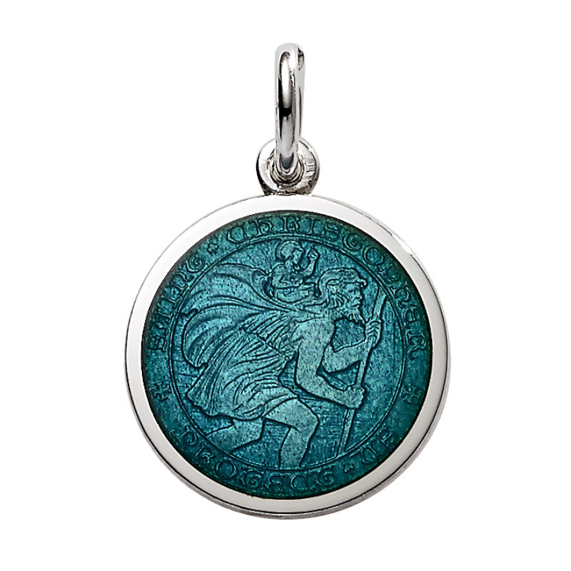Sterling silver medium (3/4") round St. Christopher's medal charm
