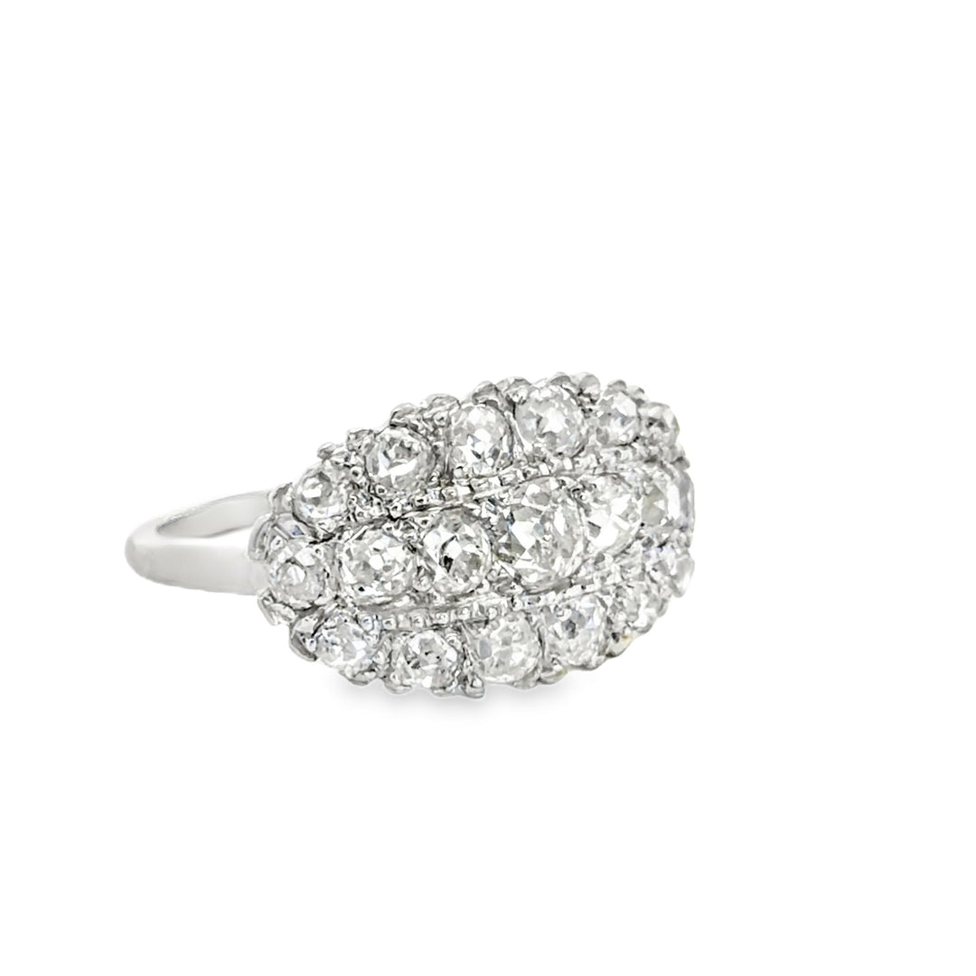 Estate Mid-Century platinum diamond cluster ring