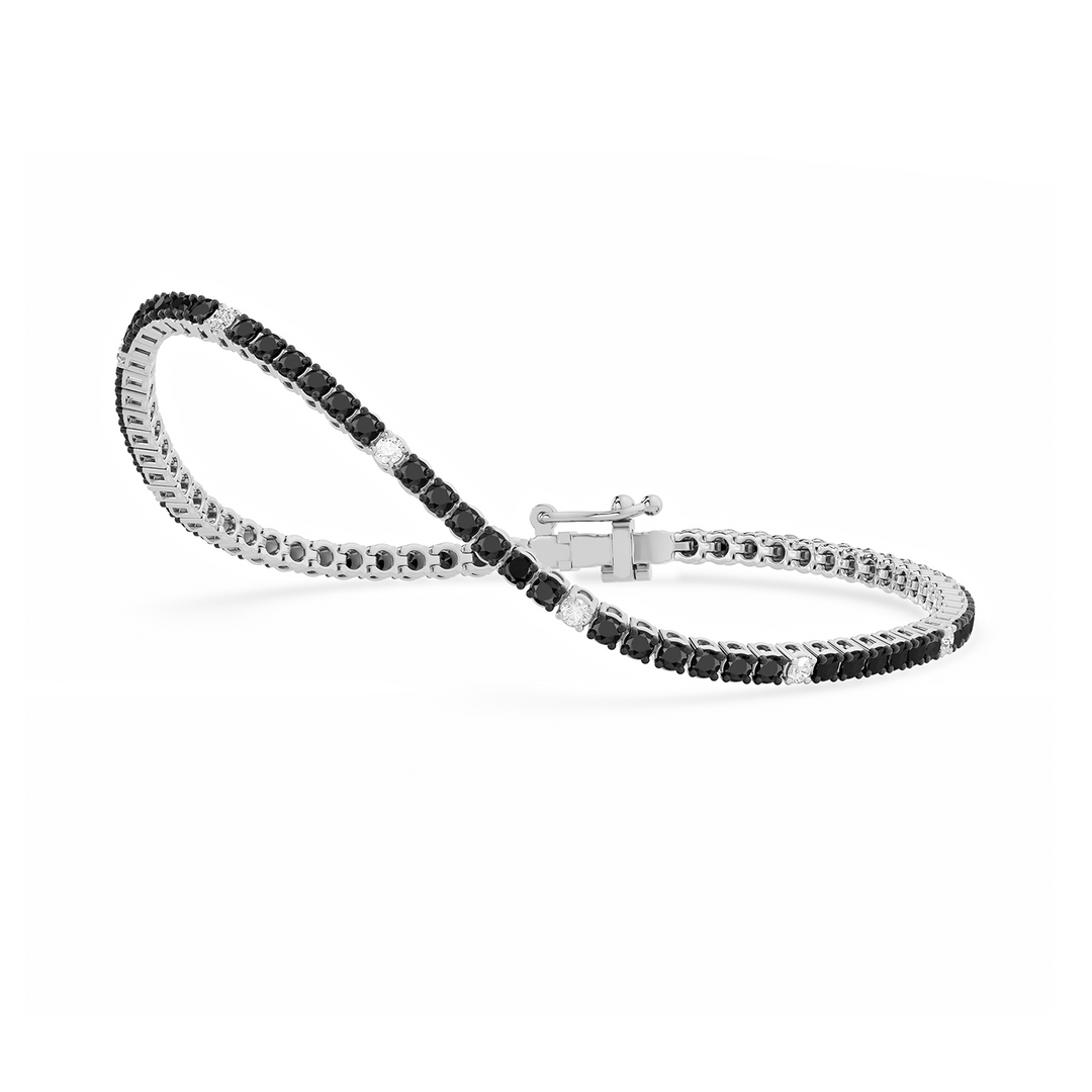 Facet Barcelona 14kt white gold black and white diamond stackable bracelet
