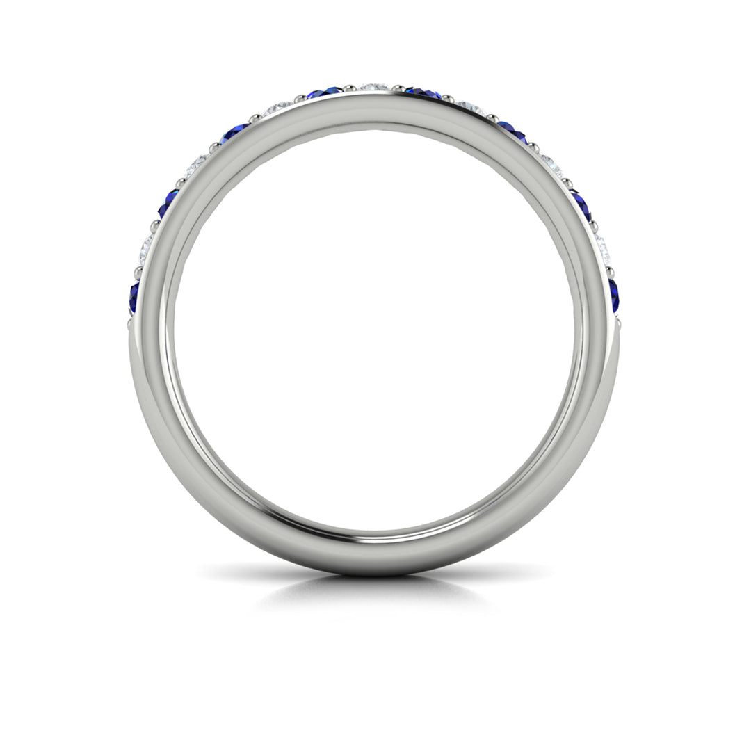 Vlora 14kt white gold sapphire and diamond fifteen-stone band ring