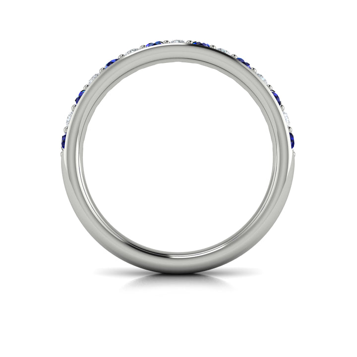 Vlora 14kt white gold sapphire and diamond fifteen-stone band ring