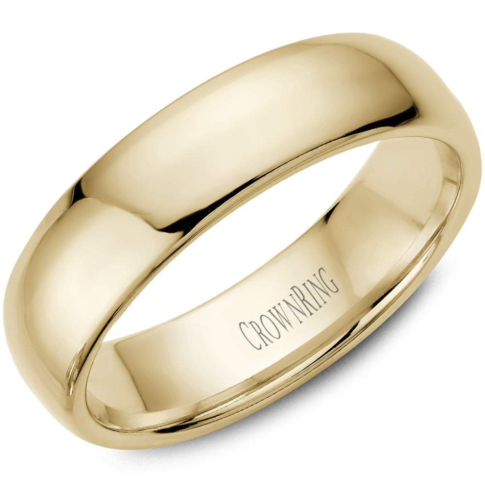 14kt yellow gold 6mm domed comfort fit traditional wedding band