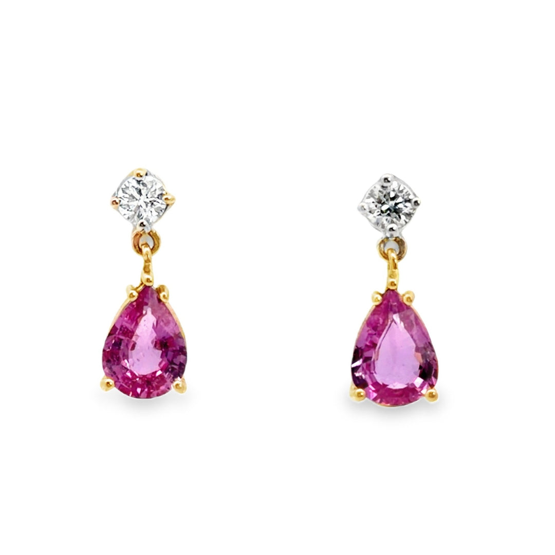 Kattan 18kt rose and white gold pink sapphire and diamond earrings