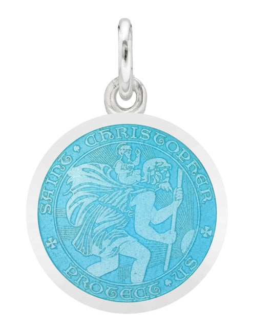 Sterling silver medium (3/4") round St. Christopher's medal charm