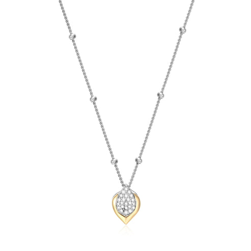 Charles Garnier sterling silver and 14kt yellow gold  "Touch of Gold" diamond pendant necklace