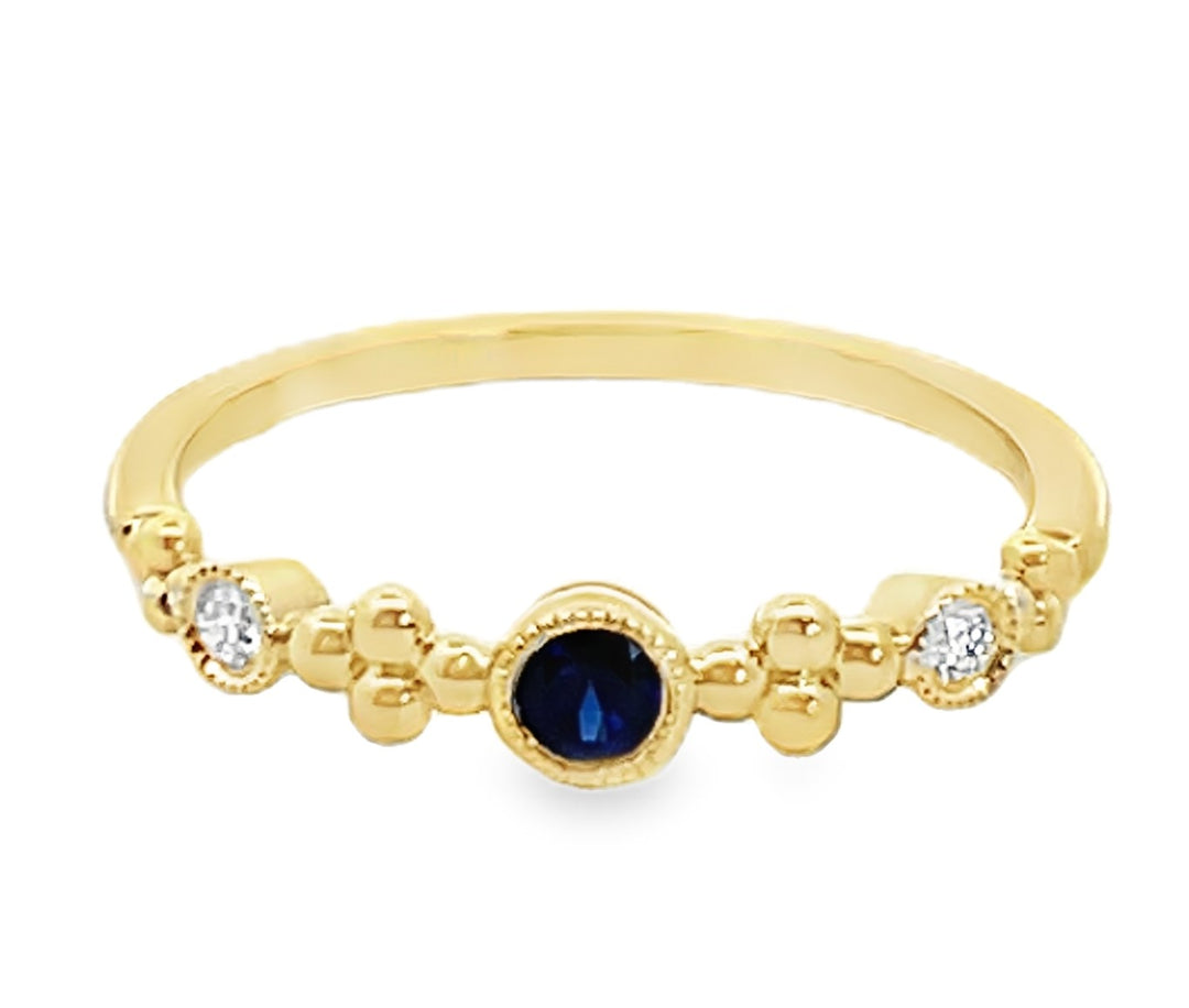 14kt yellow gold sapphire and diamond stackable band ring