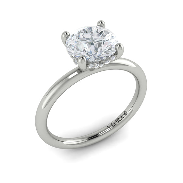 14kt white gold diamond-accented solitaire engagement ring