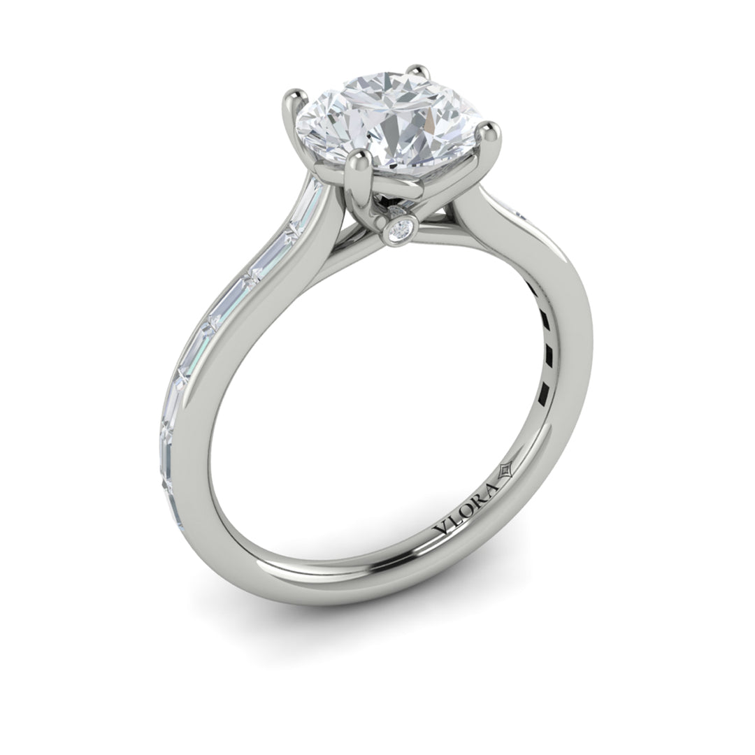 Vlora platinum round diamond engagement ring mounting