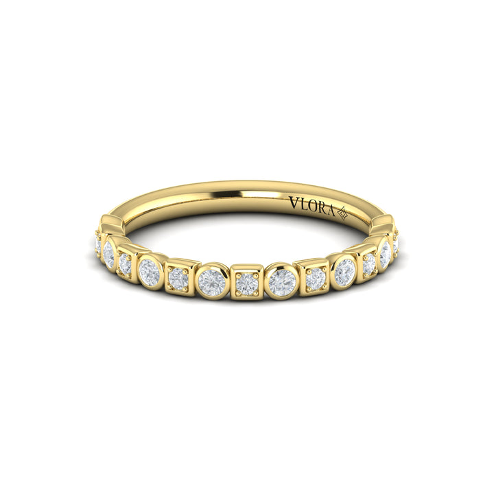 Vlora 14kt yellow gold bezel-set diamond band ring