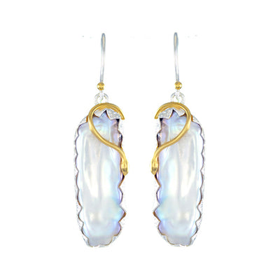 Michou sterling silver and 22kt gold vermeil pearl dangle earrings