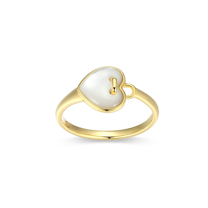 Charles Garnier yellow gold plated heart-shaped mother-of-pearl ring