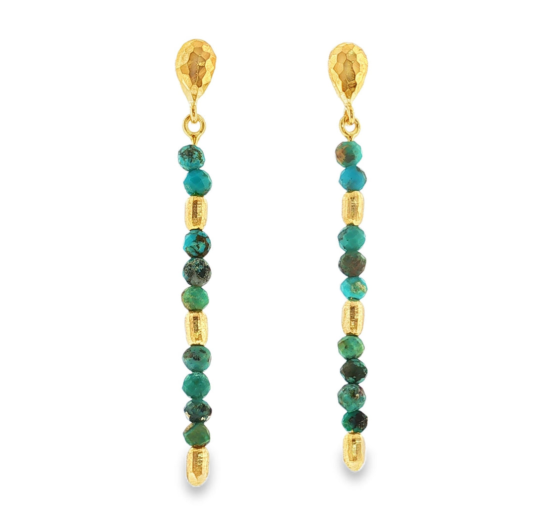 Marika 14kt yellow gold turquoise drop earrings  from the Modern Beads Collection