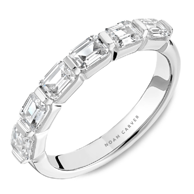 Noam Carver 14kt white gold emerald-cut diamonds band ring