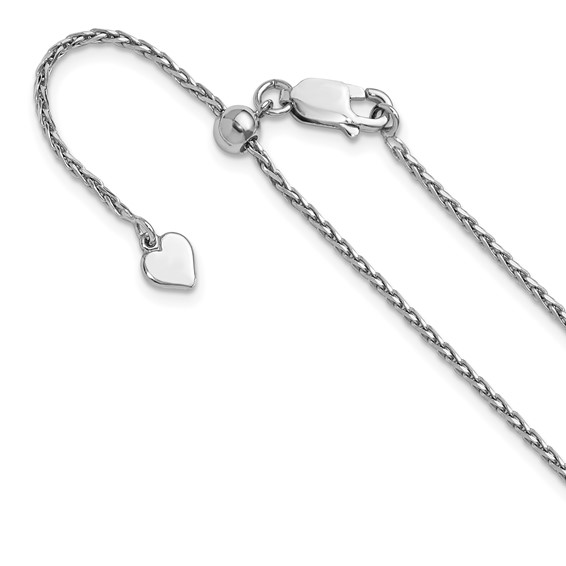 Sterling silver adjustable 1.5mm diamond-cut wheat chain necklace