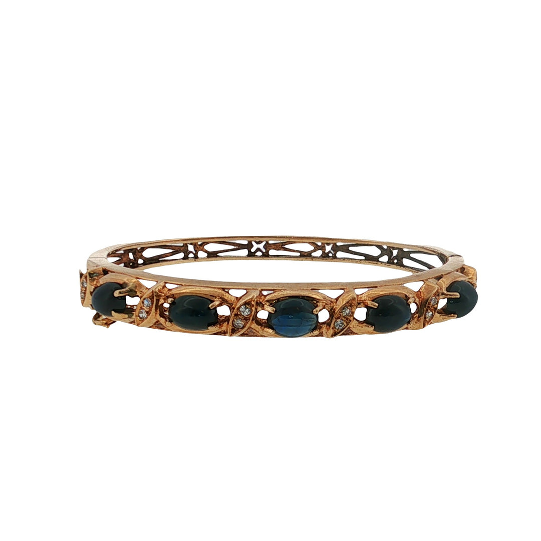 Estate 14kt yellow gold sapphire and diamond bangle bracelet