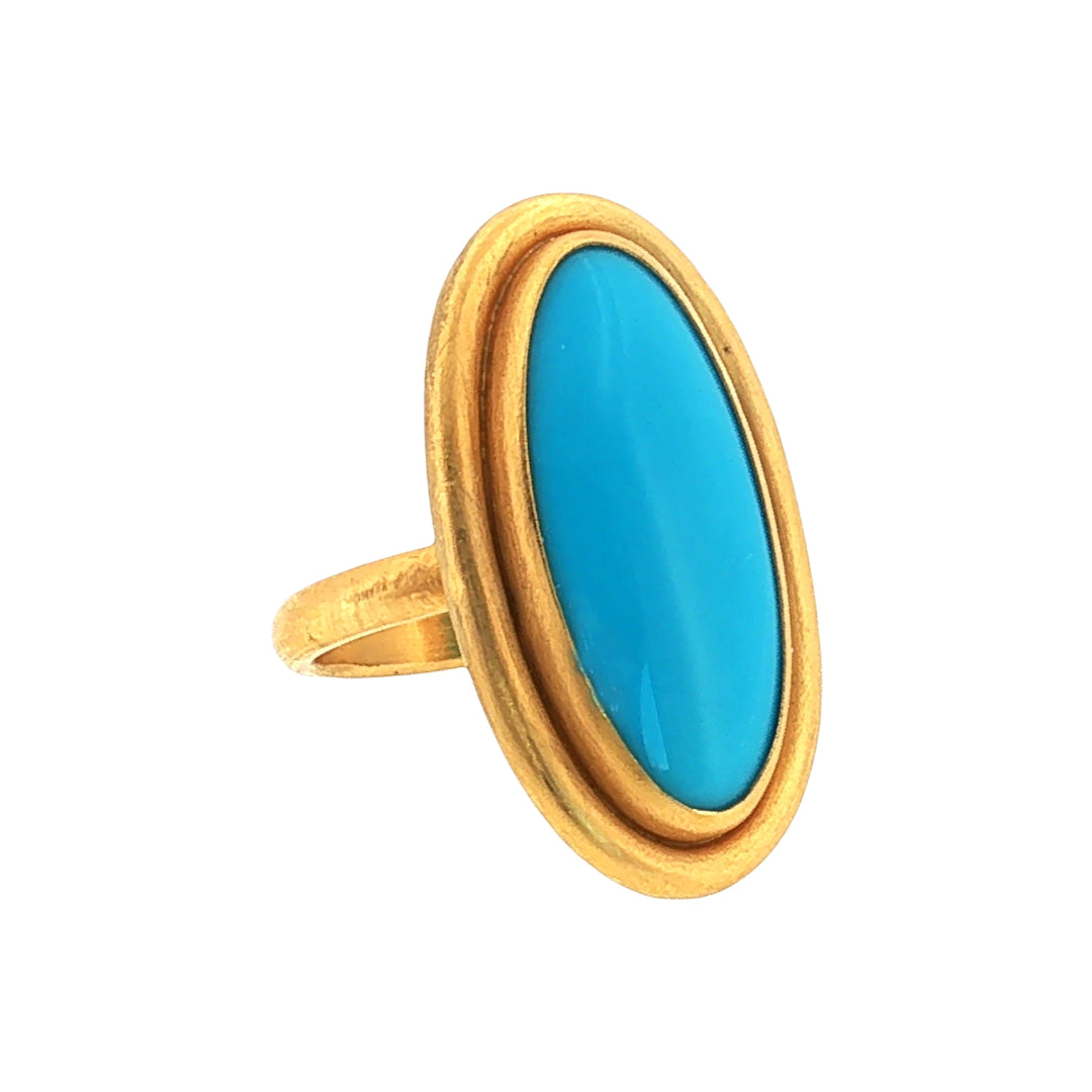 Lika Behar 22kt yellow gold "Sloane" sleeping beauty turquoise ring